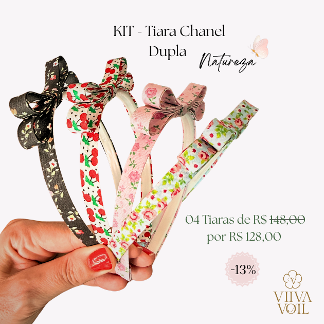 Kit Tiara Chanel dupla 4 peças