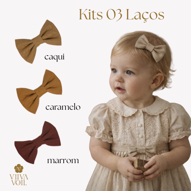 Kit laço Paris P 3 cores